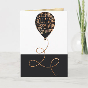 Carte Joyeux Anniversaire Cool Black Balloon Typographie