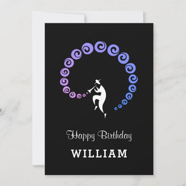 Carte Joyeux Anniversaire Cool Jazz Musicien Blue Lilac  (Devant)