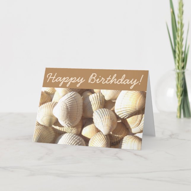 Carte Joyeux Anniversaire, Coquillages Plage tropicale e (Devant)