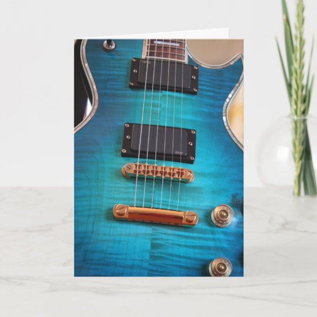 Carte Joyeux anniversaire - Corps de la guitare bleue (Devant)