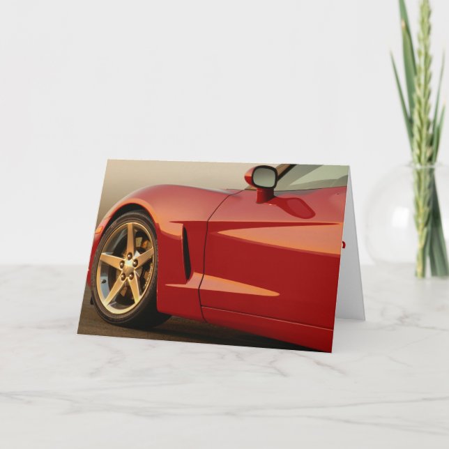 Carte Joyeux Anniversaire Corvette Rouge (Devant)