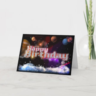 Carte Joyeux anniversaire cosmique par le valxart