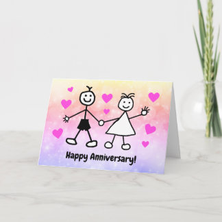 Carte Joyeux Anniversaire Couple de Dessin Animé Mignon