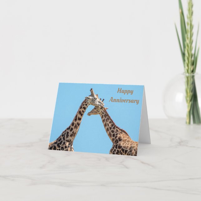 Carte Joyeux anniversaire | Couple de girafe romantique (Devant)