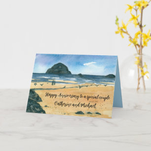 Carte Joyeux Anniversaire Couple Ocean Beach Nom personn