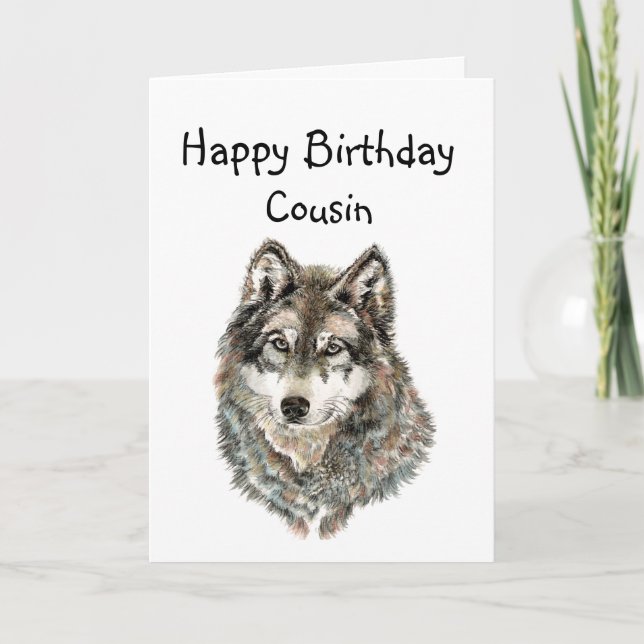 Carte Joyeux Anniversaire Cousin Humour Wolf, Wolves (Devant)