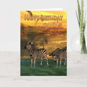 Carte Joyeux Anniversaire Cousin Zebras Dans L'Eau