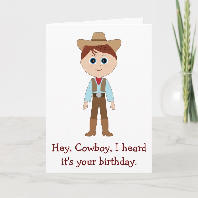 Carte Joyeux anniversaire, Cowboy pour petit-fils (Devant)