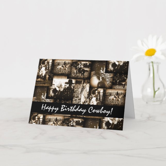 Carte Joyeux anniversaire Cowboy Rodeo Western Thème Ann (Petite plante)
