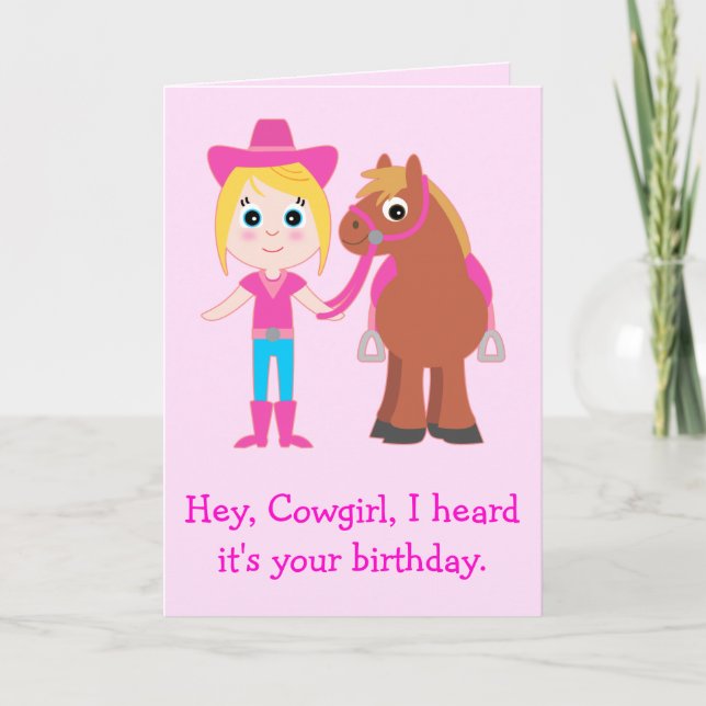 Carte Joyeux anniversaire, Cowgirl (Devant)
