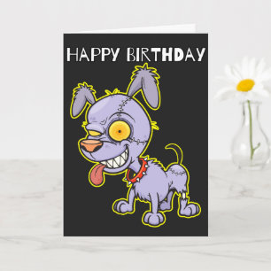Carte Joyeux anniversaire Cranky Zombie Chien Illustrati