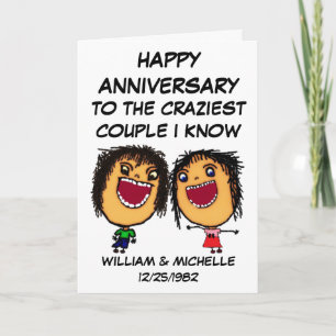 Carte Joyeux Anniversaire Crazy Cartoon Couple