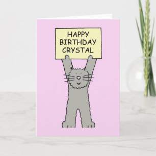 Carte Joyeux anniversaire Crystal Cartoon Chat