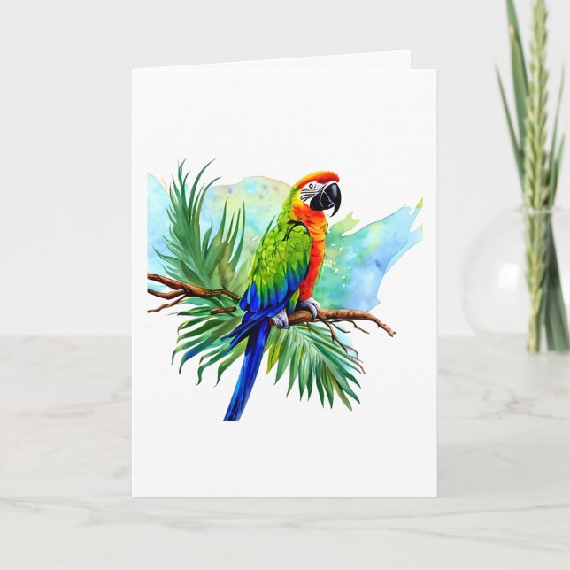 Carte Joyeux anniversaire | Cute AI Généré Macaw Parrot (Devant)