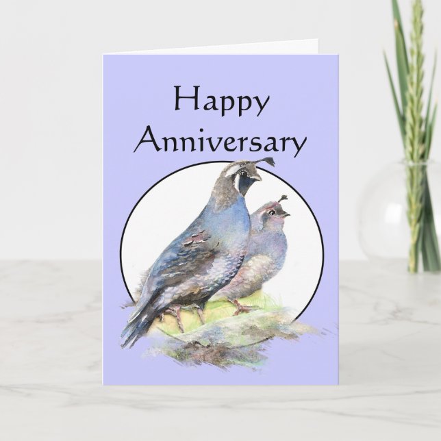 Carte Joyeux Anniversaire Cute California Quail Birds (Devant)