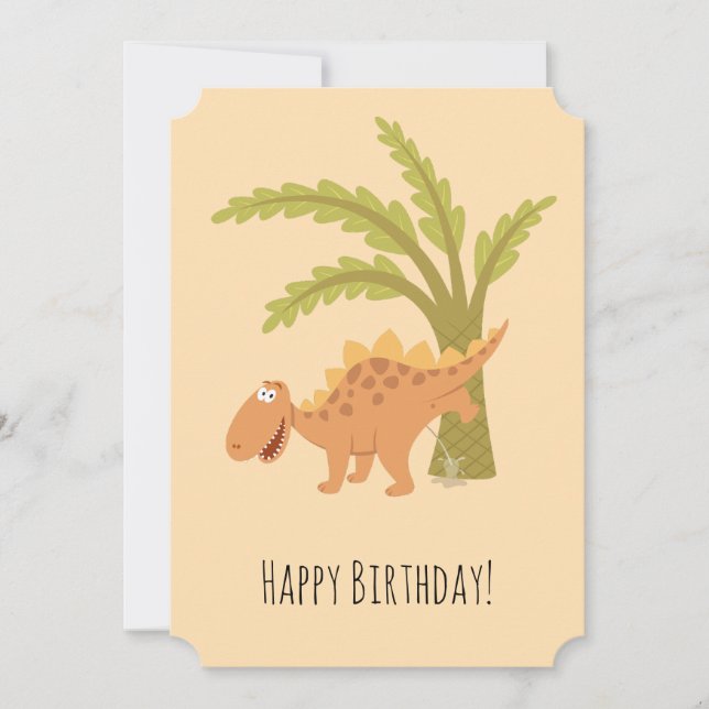 Carte Joyeux Anniversaire Cute Fun Dinosaur Dino Peeing  (Devant)