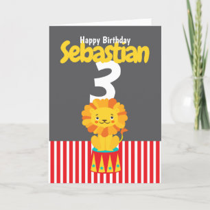 Carte Joyeux Anniversaire Cute Lion Personnalisé Âge Et 