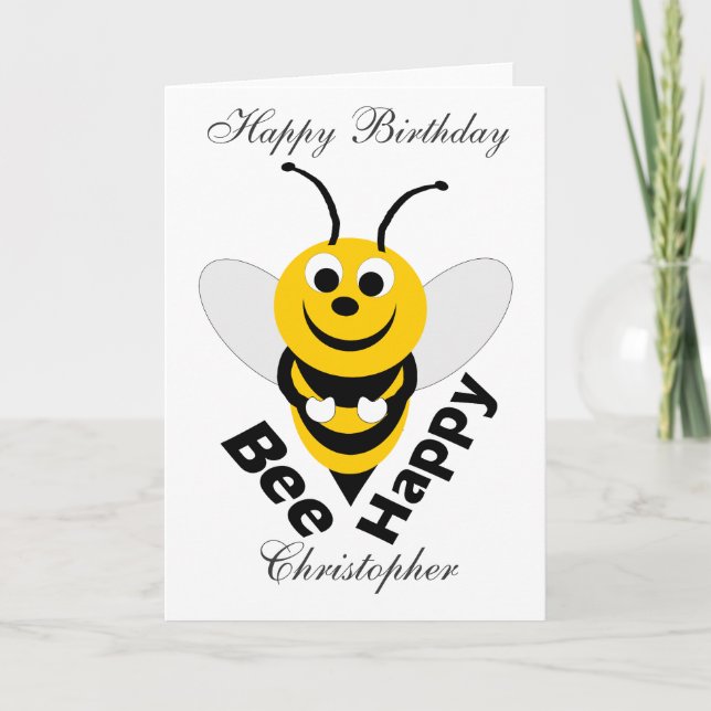 Carte Joyeux anniversaire d'abeille (Devant)