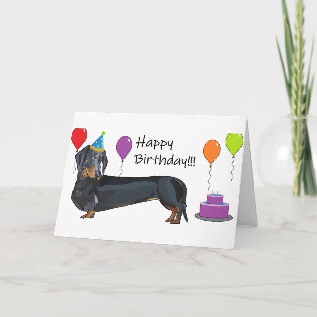 Carte Joyeux anniversaire Dachshund (Devant)