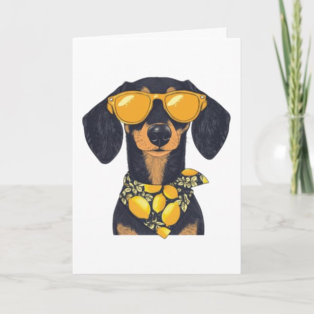 Carte Joyeux Anniversaire Dachshund Chien Lunettes de so (Devant)