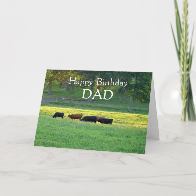 Carte Joyeux anniversaire DAD-Cows dans le pâturage. (Devant)