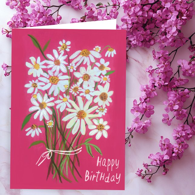 Carte Joyeux Anniversaire Daisy Bouquet Customisez-le ! (Happy Birthday Daisy Bouquet Customize it! Card
)