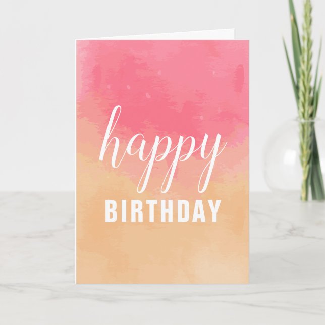 Carte Joyeux anniversaire d'aquarelle rose de pêche pour (Devant)