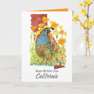Carte Joyeux anniversaire de Californie Fleurs de Pavot