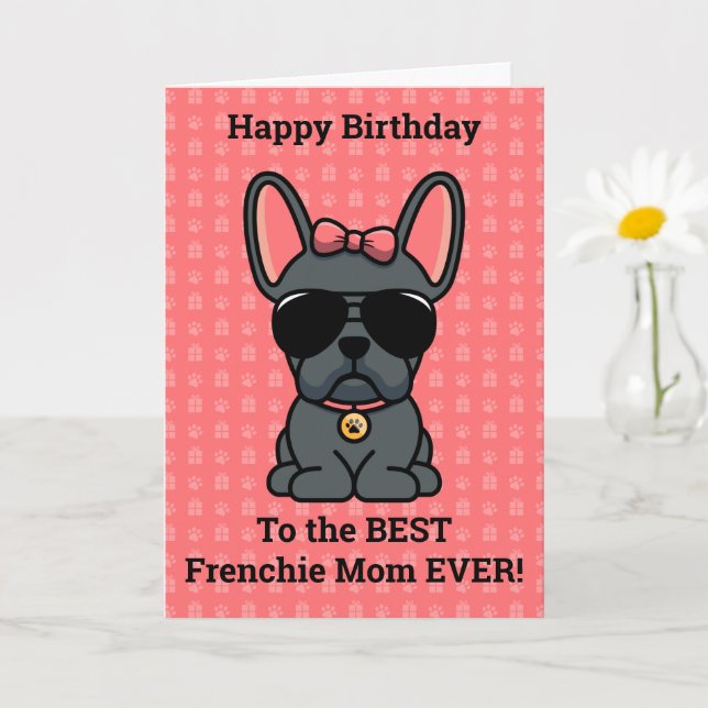 Carte Joyeux anniversaire de Chien Bleu Bleu Français Ch (Petite plante)