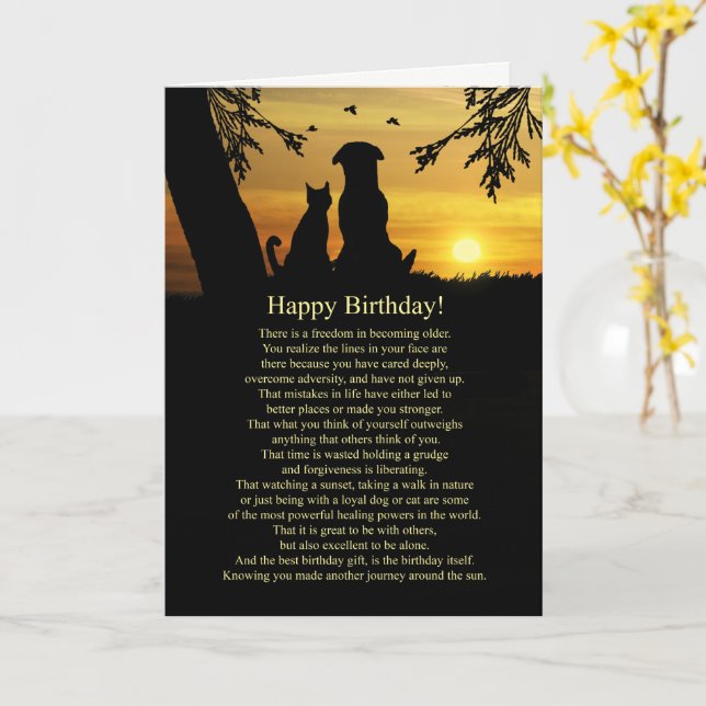 Carte Joyeux anniversaire de devenir plus vieux mignon c (Fleur jaune)