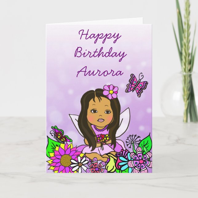 Carte Joyeux anniversaire de fille féerique lunatique (Devant)