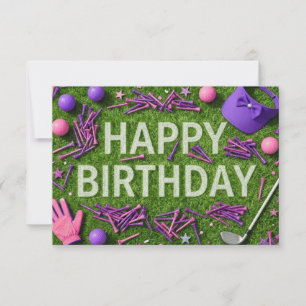 Carte Joyeux anniversaire de golf sur vert 