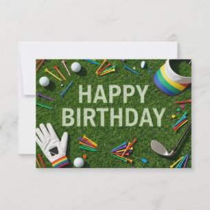 Carte Joyeux anniversaire de golf sur vert