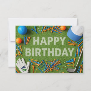 Carte Joyeux anniversaire de golf sur vert 