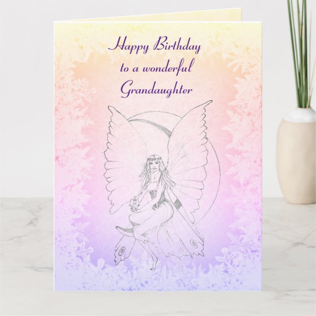 Carte Joyeux anniversaire de grand-fille design de la fé (Devant)