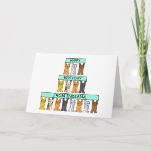 Carte Joyeux anniversaire de Indiana Cartoon Cats