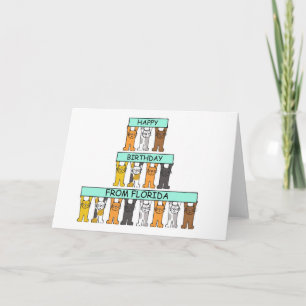 Carte Joyeux anniversaire de la Floride Cartoon Cats