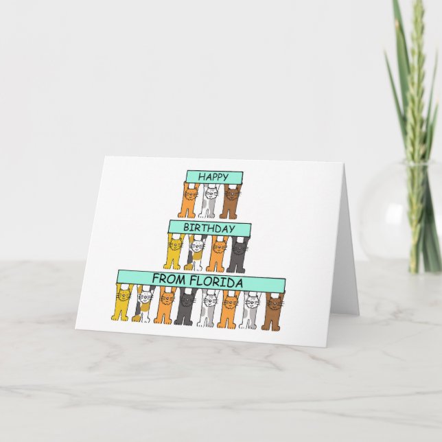 Carte Joyeux anniversaire de la Floride Cartoon Cats (Devant)