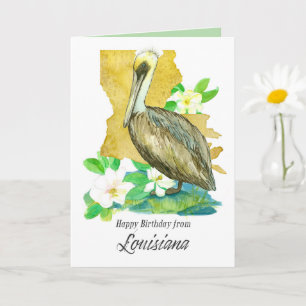 Carte Joyeux anniversaire de la part du Pélican Magnolia