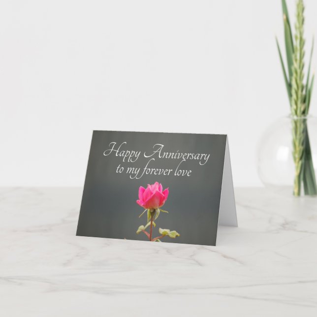 Carte Joyeux anniversaire de ma photo de mon rose Foreve (Devant)
