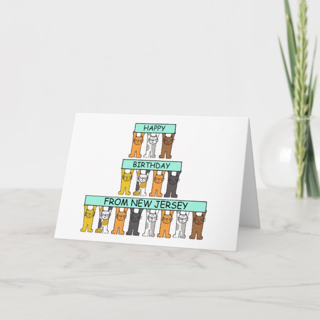 Carte Joyeux anniversaire de New Jersey Cute Cats (Devant)