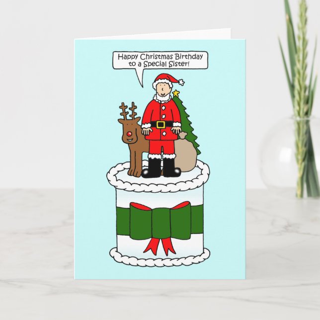Carte Joyeux anniversaire de Noël à une soeur spéciale (Devant)