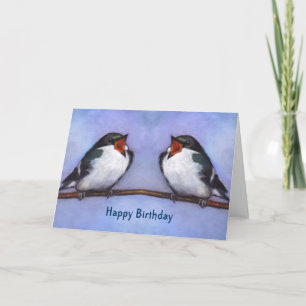 Carte Joyeux Anniversaire De Nous Deux : Deux Hirondelle