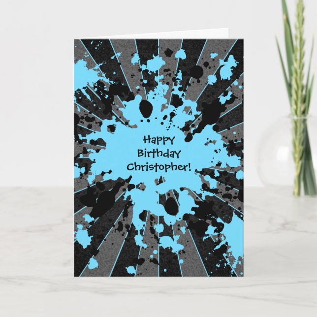 Carte Joyeux anniversaire de paintball bleu (Devant)