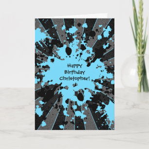 Carte Joyeux anniversaire de paintball bleu