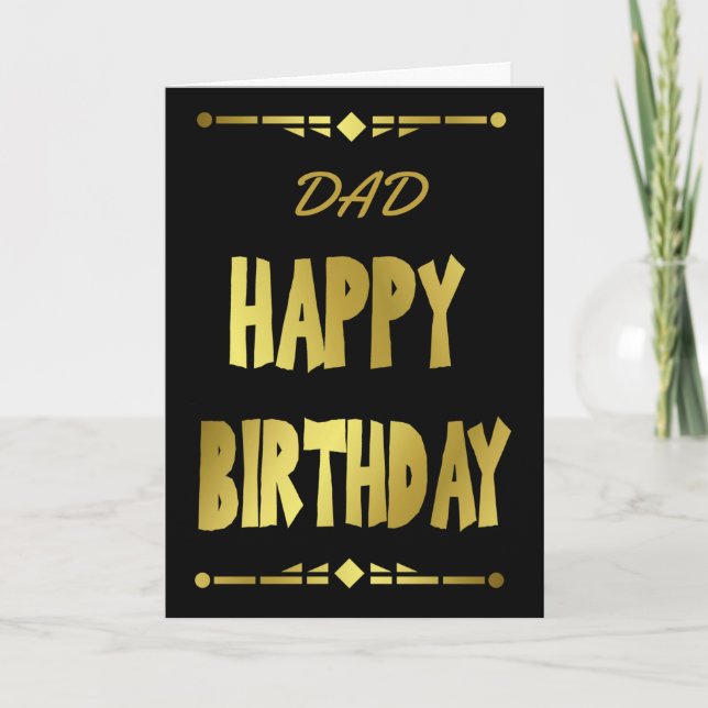 Carte Joyeux anniversaire de père Modern Black Gold (Devant)