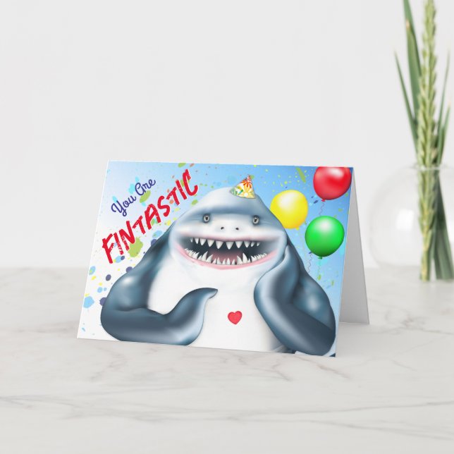 Carte Joyeux anniversaire de requin (Devant)