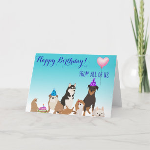 Carte Joyeux anniversaire de tous nous Chat de chien tra