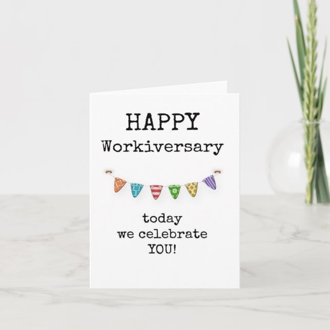 Carte Joyeux Anniversaire de Travail, Aujourd'hui Nous V (Devant)