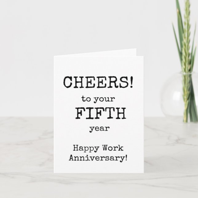 Carte Joyeux anniversaire de travail, cinquième année (Devant)